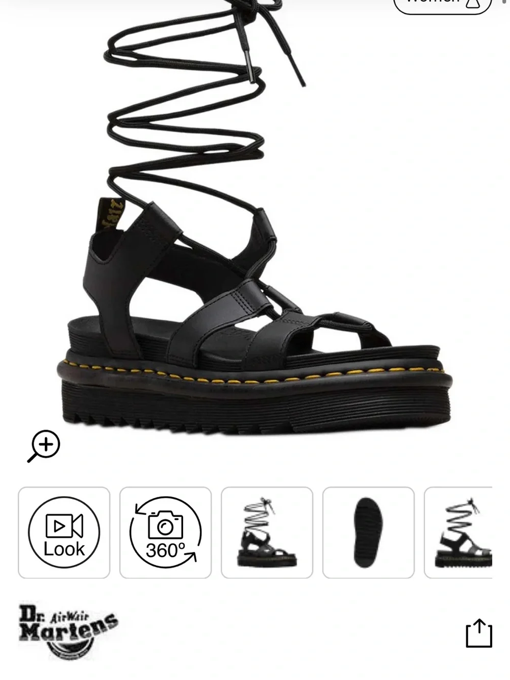 Dr. Martens Black Leather Lace-Up Platform Sandals